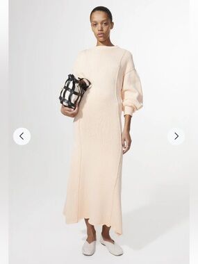 Rodebjer Tanner Sunbleached Long Sleeve Fitted Knit Dress in Peach